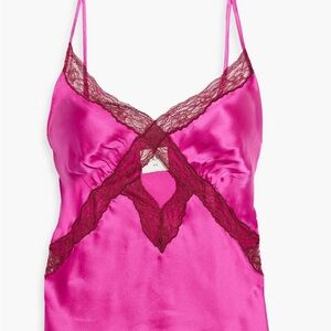 NWT Cami NYC Florentino Lace Triimmed Cutout Silk Camisole in Magenta